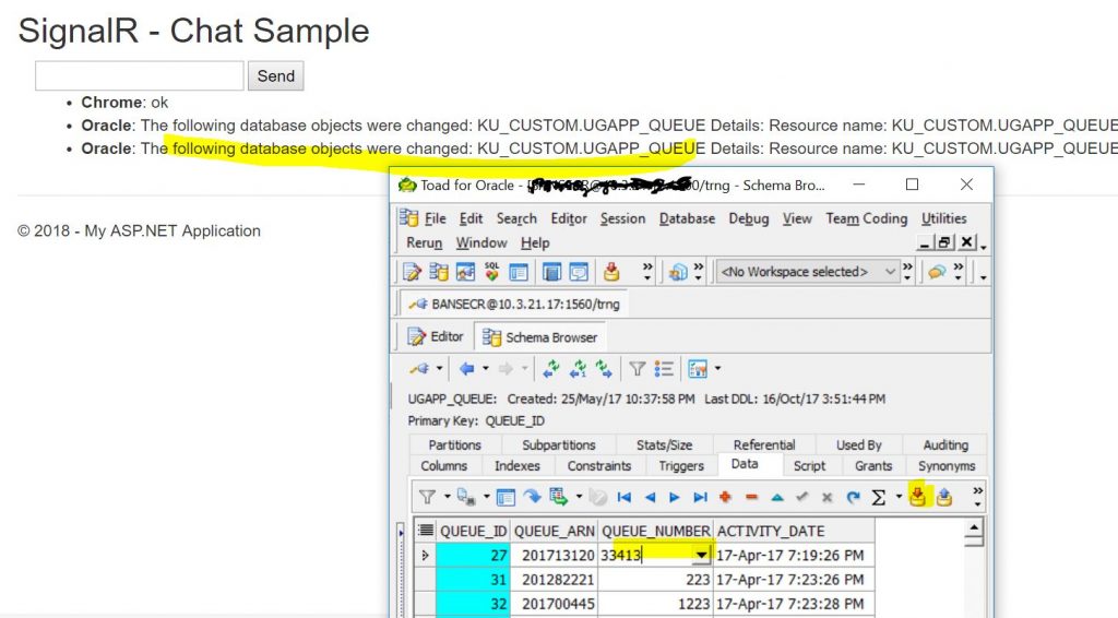 SignalR & Oracle DB Change Notification [Part 2 of 2]