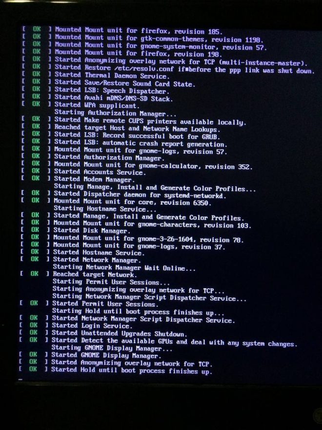 Ubuntu не загружается started hold until boot process finished up