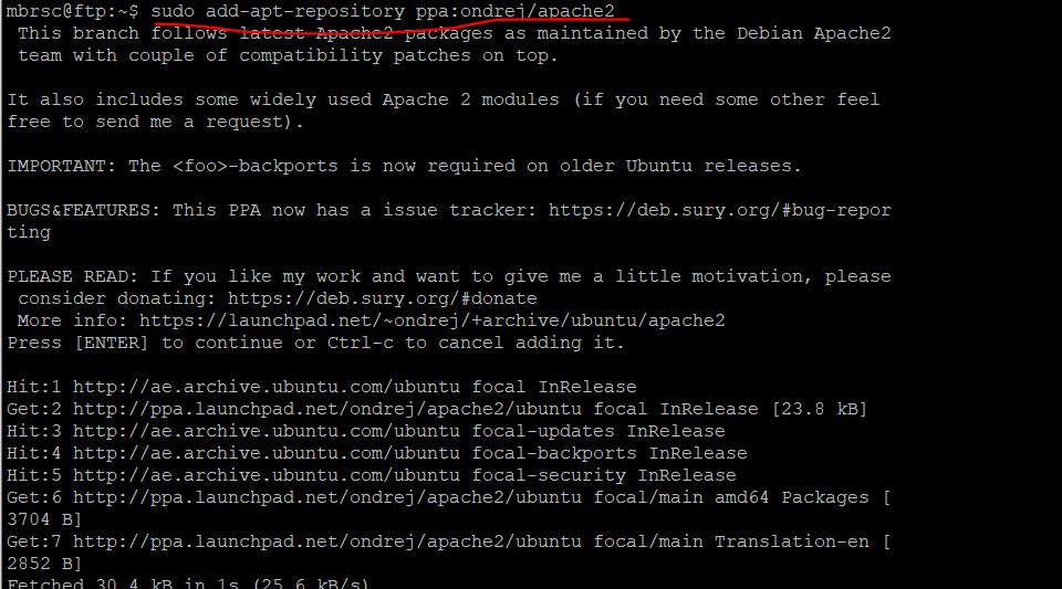 Upgrade Apache to Latest Version in Ubuntu Server 20