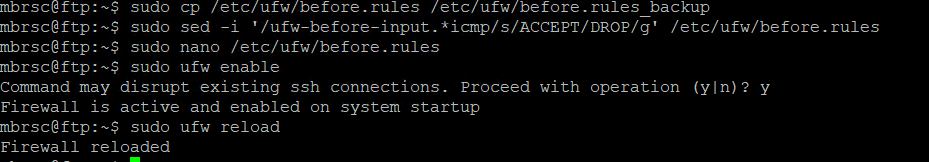 Blocking ICMP ping requests in Ubuntu 20